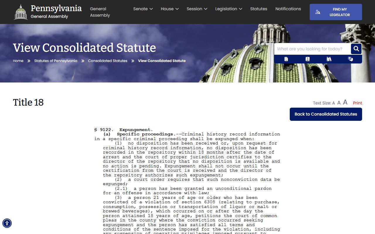 Armstrong County criminal court records Pennsylvania expungement statute