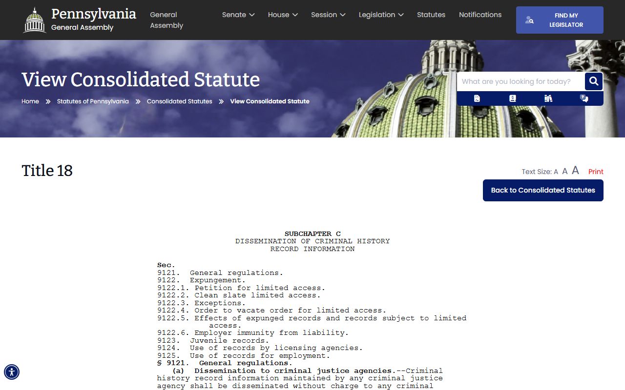 Armstrong County criminal court records Pennsylvania criminal history dissemination law