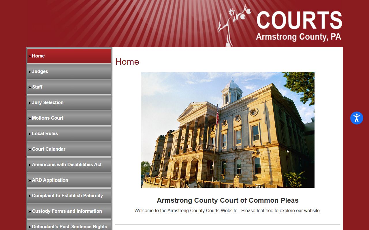 Armstrong County Court of Common Pleas court records homepage