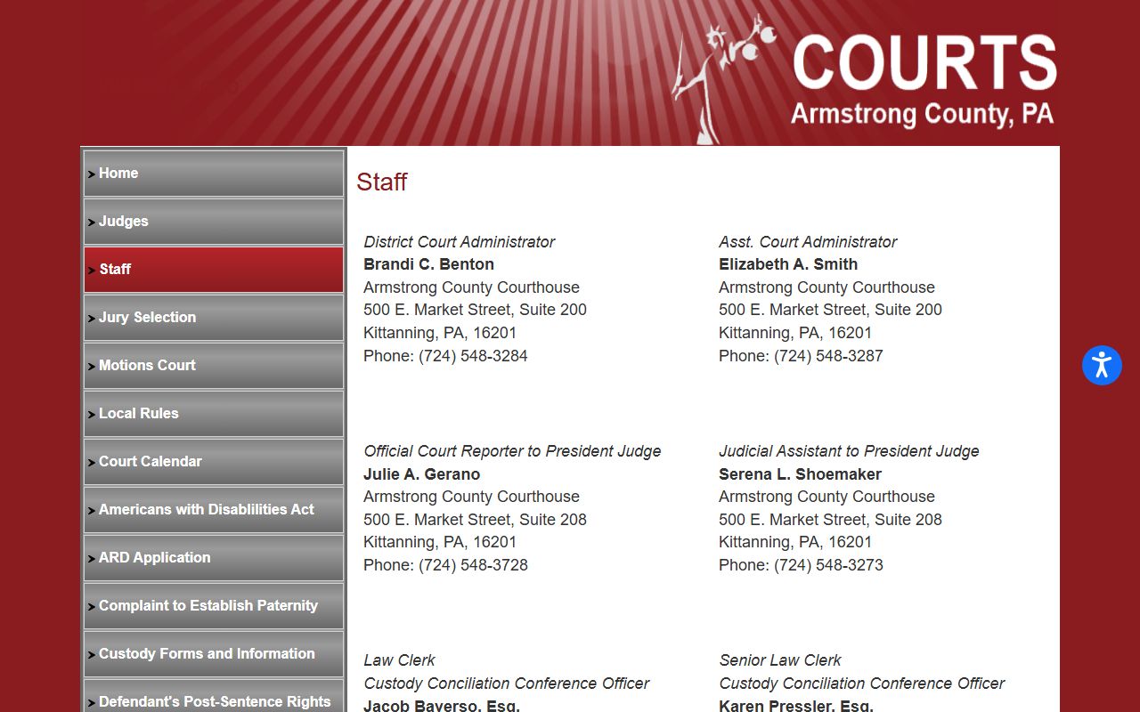 Armstrong County court records court administration contacts