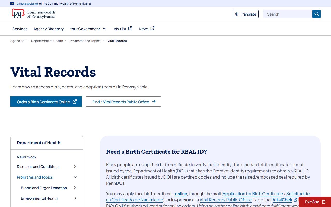 Armstrong County marriage and divorce records Pennsylvania vital records