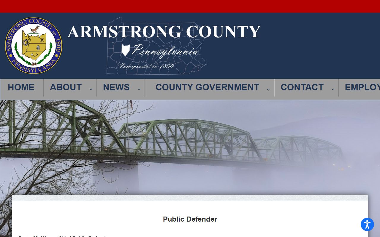 Armstrong County warrant records Public Defender page